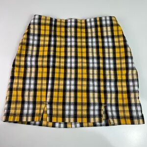 Hollister Yellow Black White Plaid Mini Skirt